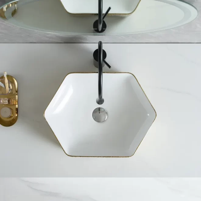 Hot Sale Custom Made Bathroom Sinks, Gold Countertop Basins Wholesale-5