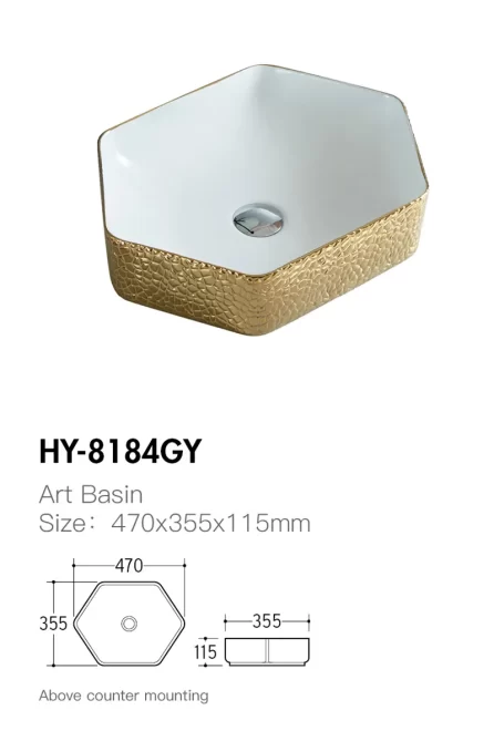 Hot Sale Custom Made Bathroom Sinks, Gold Countertop Basins Wholesale-1