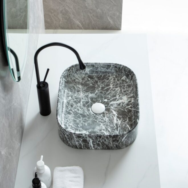 Ceramic Bespoke Bathroom Sink Wholesale, Marble Texture WashBasin-4