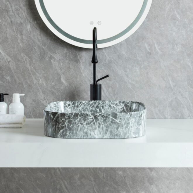 Ceramic Bespoke Bathroom Sink Wholesale, Marble Texture WashBasin-5