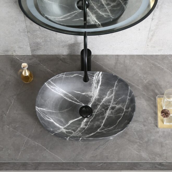 New Color Custom Made Washbasin, Ceramic Artificial Marble Sinks Wholesale-3