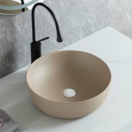 Matte Brown Ceramic Above Counter Vessel Sinks Wholesale For Bathroom