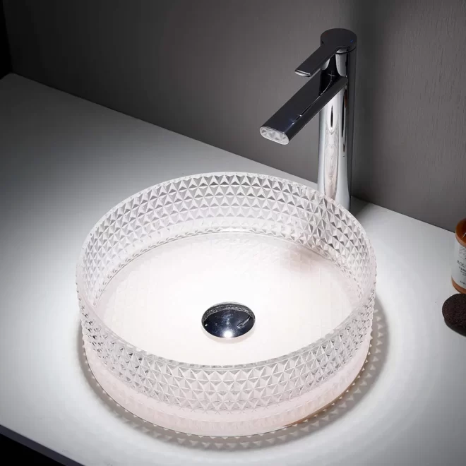 Modern Design Wholesale Glass Sink, Round Glass Bowl Vessel-2