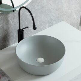 Matte Grey Bespoke Basins, Small Ceramic Bathroom Sinks Wholesale