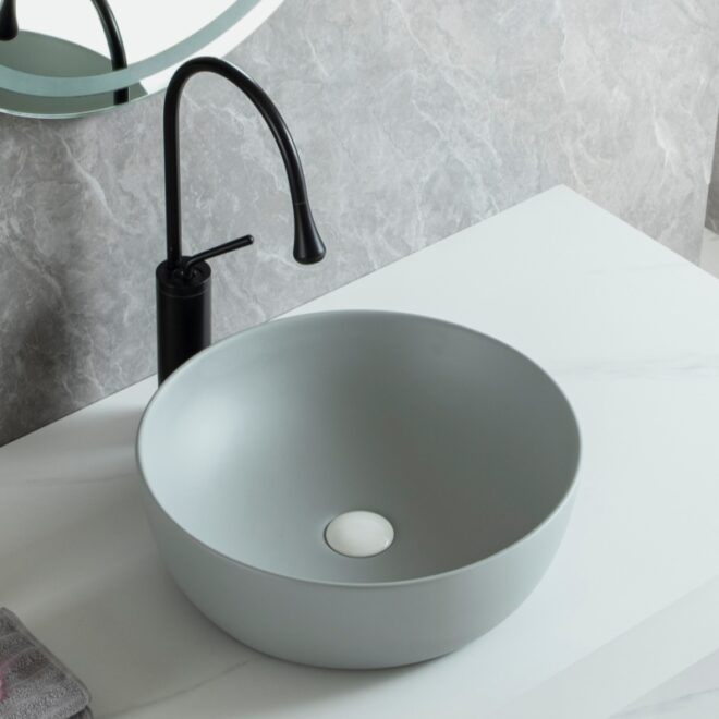 Matte Grey Bespoke Basins, Small Ceramic Bathroom Sinks Wholesale-2