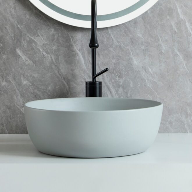 Matte Grey Bespoke Basins, Small Ceramic Bathroom Sinks Wholesale-3