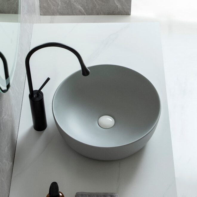 Matte Grey Bespoke Basins, Small Ceramic Bathroom Sinks Wholesale-5