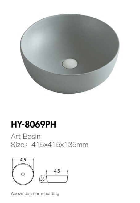 Matte Grey Bespoke Basins, Small Ceramic Bathroom Sinks Wholesale-1