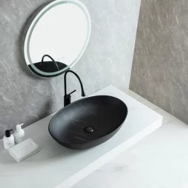 Custom Made Porcelain Sinks, Black Oval Art Basin Wholesale