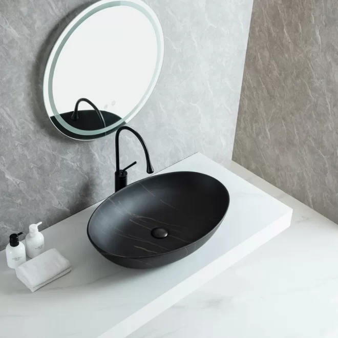 Custom Made Porcelain Sinks, Black Oval Art Basin Wholesale-5