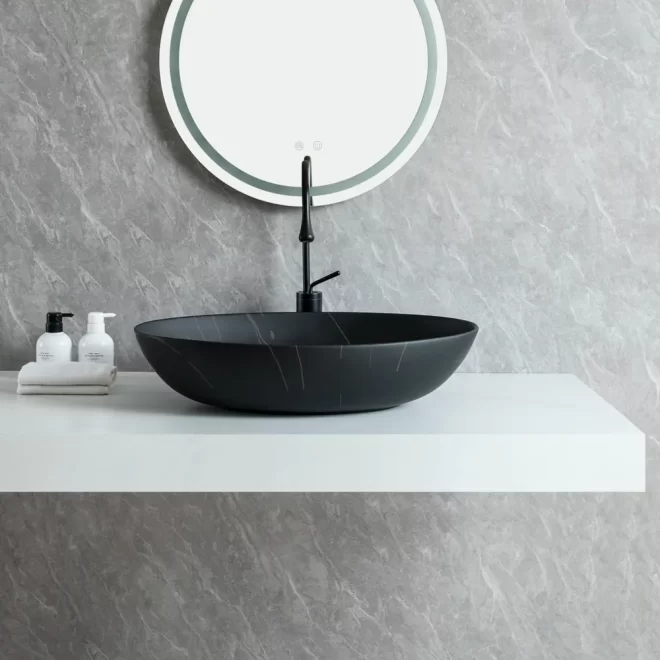 Custom Made Porcelain Sinks, Black Oval Art Basin Wholesale-4