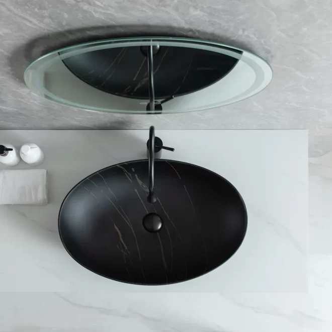 Custom Made Porcelain Sinks, Black Oval Art Basin Wholesale-3