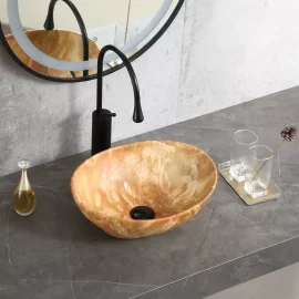 Oval Custom Made Ceramic Sinks, Marble Pattern Basin Wholesale