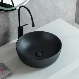 Matte Black Bathroom Sink Wholesale, Chic Ceramic Wash Basin